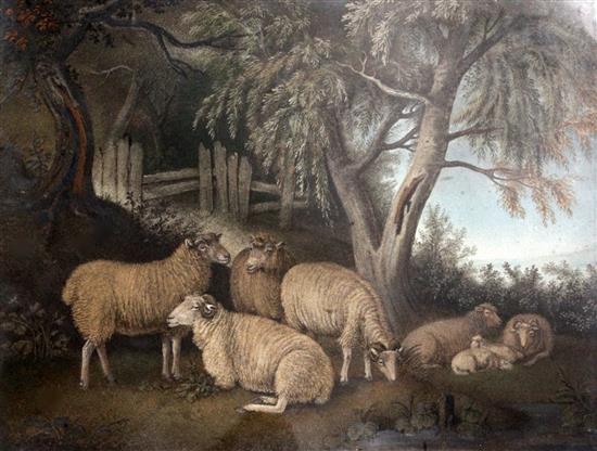 Attributed to Benjamin Zobel (1762-1831) Sheep in pasture 18.5 x 24.5in.